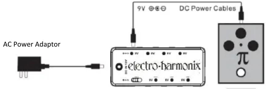 AC Power Adaptor 9V ⊕ ⊕ ⊖ DC Power Cables electro-harmonix π