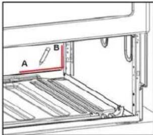Technical diagram showing a mechanical assembly with labeled parts A and B, likely illustrating a component or assembly.
