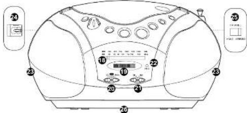 Technical diagram of a portable electronic device with numbered components and control buttons