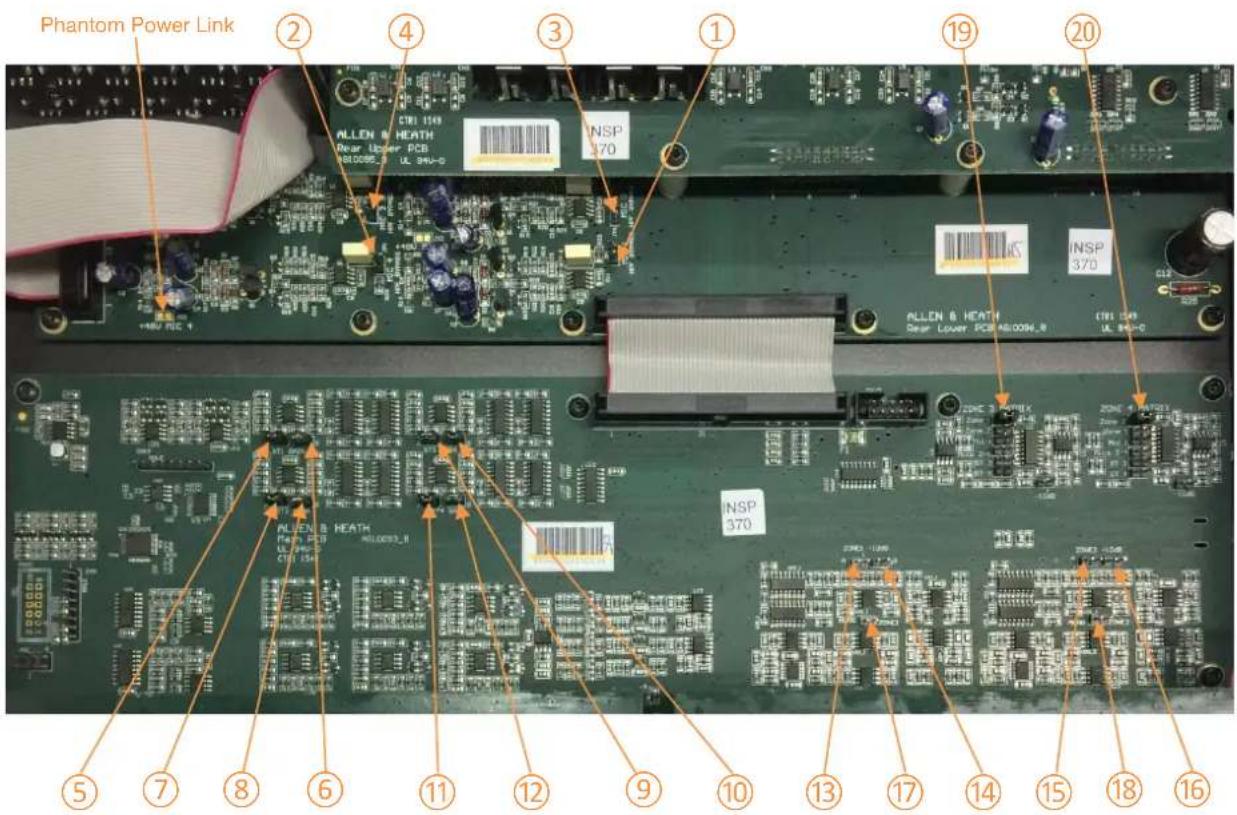 Phantom Power Link ALLEN & HEATH Rear Lower PCB NR10008_1 UL 94-0 NSP 370 ALLEN & HEATH Rear Lower PCB NR10008_1 UL 94-0 NSP 370 ALLEN & HEATH Rear Lower PCB NR10008_1 UL 94-0 NSP 370 ① ② ③ ④ ⑤ ⑥ ⑦ ⑧ ⑨ ⑩ ⑪ ⑫ ⑬ ⑭ ⑮ ⑯ ⑰ ⑱ ⑲ ⑳ ㉑ ㉒ ㉓ ㉔ ㉕ ㉖ ㉗ ㉘ ㉙ ㉚ ㉛ ㉜ ㉝ ㉟ ㉓ ㉔ ㉕ ㉖ ㉗ ㉘ ㉙ ㉚ ㉛ ㉜ ㉝