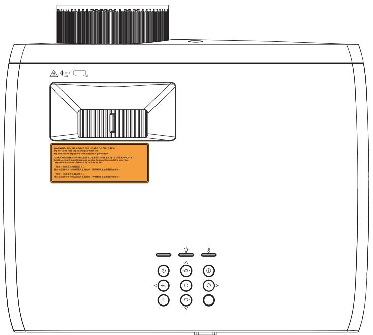 OPTOMA UZ38X - Étiquettes des spécifications et d'avertissement - 1