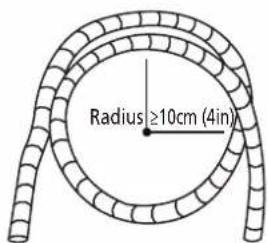 Radius ≥10cm (4in)