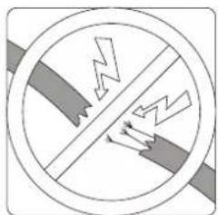 Safety warning sign indicating no hazard, showing lightning bolt symbol and crossed lines