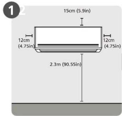 15cm (5.9in) 12cm (4.75in) 12cm (4.75in) 2.3m (90.55in)