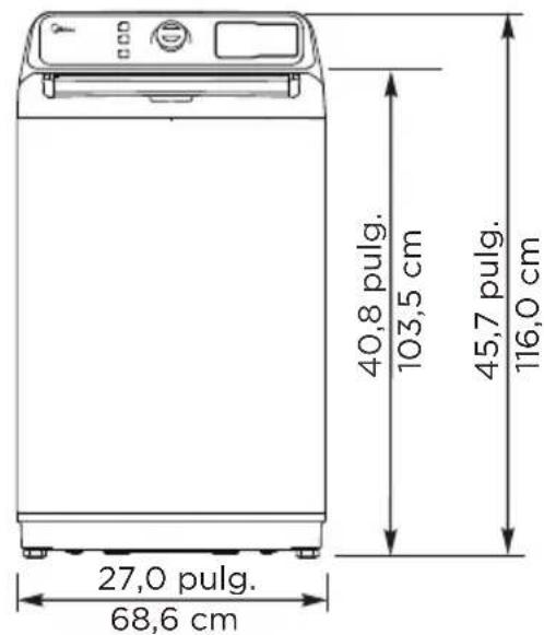 27,0 pulg. 68,6 cm 40,8 pulg. 103,5 cm 45,7 pulg. 116,0 cm