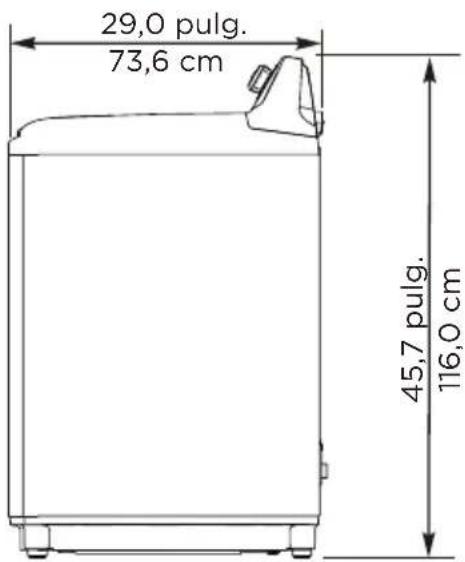 29,0 pulg. 73,6 cm 45,7 pulg. 116,0 cm