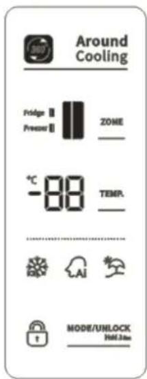 Around Cooling Fridge Freezer ZONE -88 TEMP. NODE/UNLOCK Hill.3m