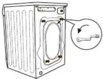 Diagram of a washing machine with a wrench icon indicating the change from left to right.