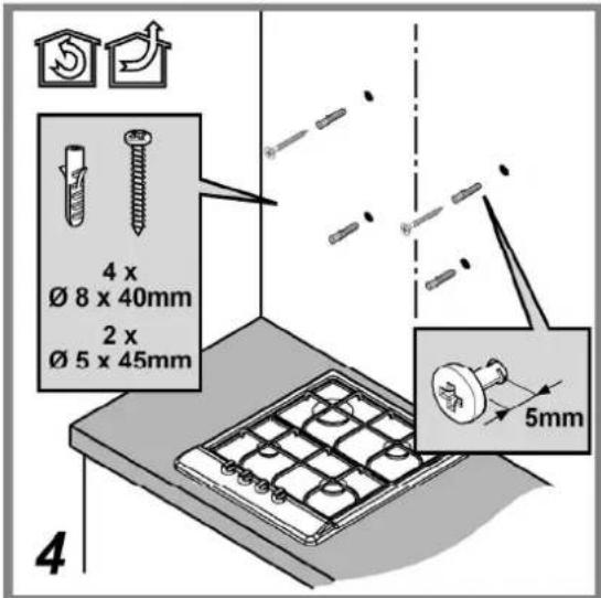4 x Ø 8 x 40mm 2 x Ø 5 x 45mm 5mm 4
