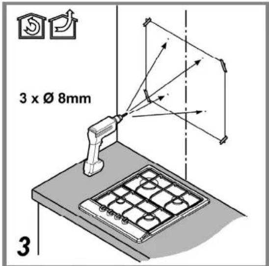 3 x Ø 8mm 3
