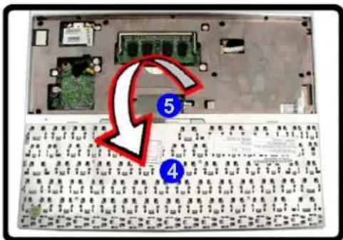 Laptop keyboard with labeled components and a red arrow pointing to component 5