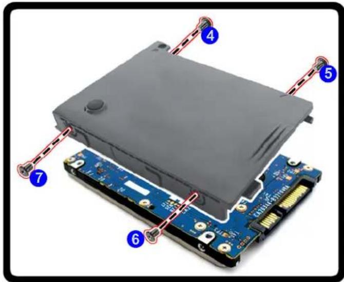 Labeled diagram of a computer hard drive showing internal components and circuit board connections