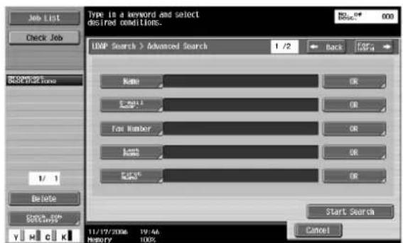 Job List Check Job Type is a keyword and select desired conditions. LOGP Search > Advanced Search 1 /2 Back For Info Name OR File Number OR Error No OR Error Error OR Start Search 11/17/2006 19:44 Memory 100% H C K BSPM32 Tone 1/ 1 Delete BSPM32 Tone Y H C K