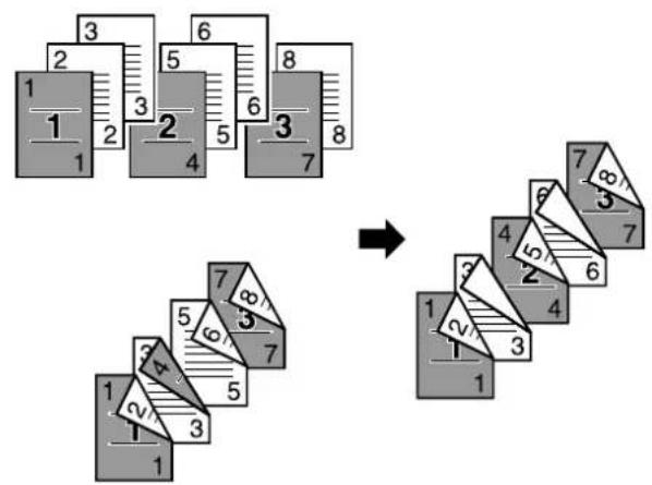 Diagram illustrating the decomposition of a 3D object into a folded structure, with numbered parts and measurement scales.