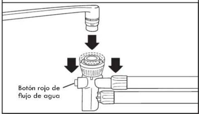 Botón rojo de flujo de agua