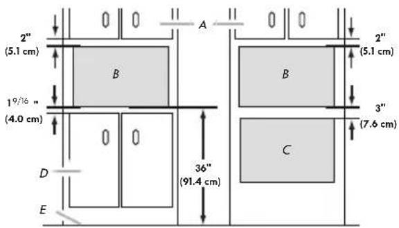 2" (5.1 cm) 19/16 " (4.0 cm) D E B 36" (91.4 cm) A B C 2" (5.1 cm) 3" (7.6 cm)