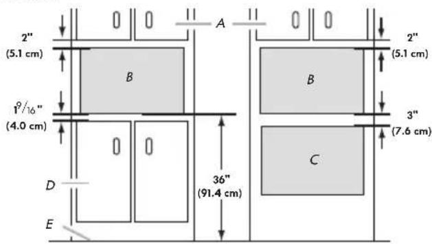 2" (5.1 cm) 1°/16" (4.0 cm) D E B 36" (91.4 cm) A B C 2" (5.1 cm) 3" (7.6 cm)
