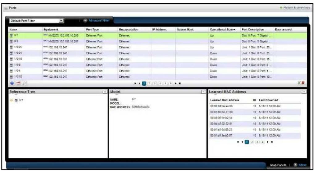 Ports Default Port Filter Name Equipment Port Type Encryption IP Address Submit Mask Operational State= Port Description Data created 0/7 AM5200.192.198.10.296 Ethernet Port Ethernet Up Slot: 0 Port: 7 Gigabit... 0/6 AM5200.192.198.10.297 Ethernet Port Ethernet Up Slot: 0 Port: 5 Gigabit... 1/0/25 AM52.198.10.247 Ethernet Port Ethernet Up Unit: 1 Slot: 0 Port: 25... 1/0/25 AM52.198.10.247 Ethernet Port Ethernet Down Unit: 1 Slot: 0 Port: 21... 1/0/15 AM52.198.10.247 Ethernet Port Ethernet Down Unit: 1 Slot: 0 Port: 15... 1/0/8 AM52.198.10.247 Ethernet Port Ethernet Down Unit: 1 Slot: 0 Port: 0... 1/0/4 AM52.198.10.247 Ethernet Port Ethernet Down Unit: 1 Slot: 0 Port: 4... 1/0/10 AM52.198.10.247 Ethernet Port Ethernet Down Unit: 1 Slot: 0 Port: 10... Reference Tree Model NAME: MODEL: MAC ADDRESS: 3040x100bits Learned MAC Address ID Last Observed 00:00:88:cc aa 06 10 5/18/11 12:00 AM 00:01:06:32:31:56 10 5/18/11 12:00 AM 00:06:02:36:32:36 10 5/18/11 12:00 AM 00:06:42:32:32:37 10 5/18/11 12:00 AM 00:07:65:36:35:23 10 5/18/11 12:00 AM 00:07:65:36:35:57 10 5/18/11 12:00 AM # # # # # # # # # # # # # # # # # # # # # # # # # # # # # # # # # # # # # # # # # # # # # # # # # # # Snap Panels | Close