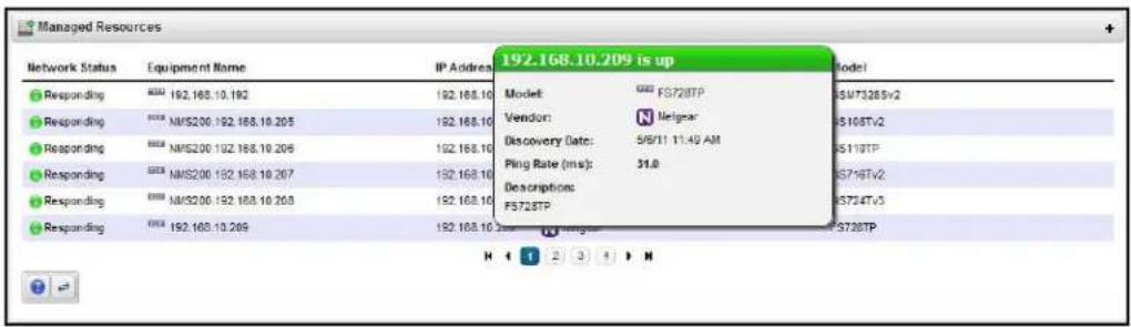 Managed Resources Network Status Equipment Name IP Address 192.168.10.209 is up Responding 192.168.10.192 192.168.10 Model FS728TP SIV73285v2 Responding NMS200.192.168.10.205 Vendor: Helgner S106Tv2 Responding NMS200.192.168.10.205 Discovery Date: 5/9/11 11:49 AM S119TP Responding NMS200.192.168.10.207 Ping Rate (ms): 31.0 S79STv2 Responding NMS200.192.168.10.208 Descriptions: FS728TP S724Tv3 Responding 192.168.10.209 H 1 2 3 4 M H 1 2 3 4 N