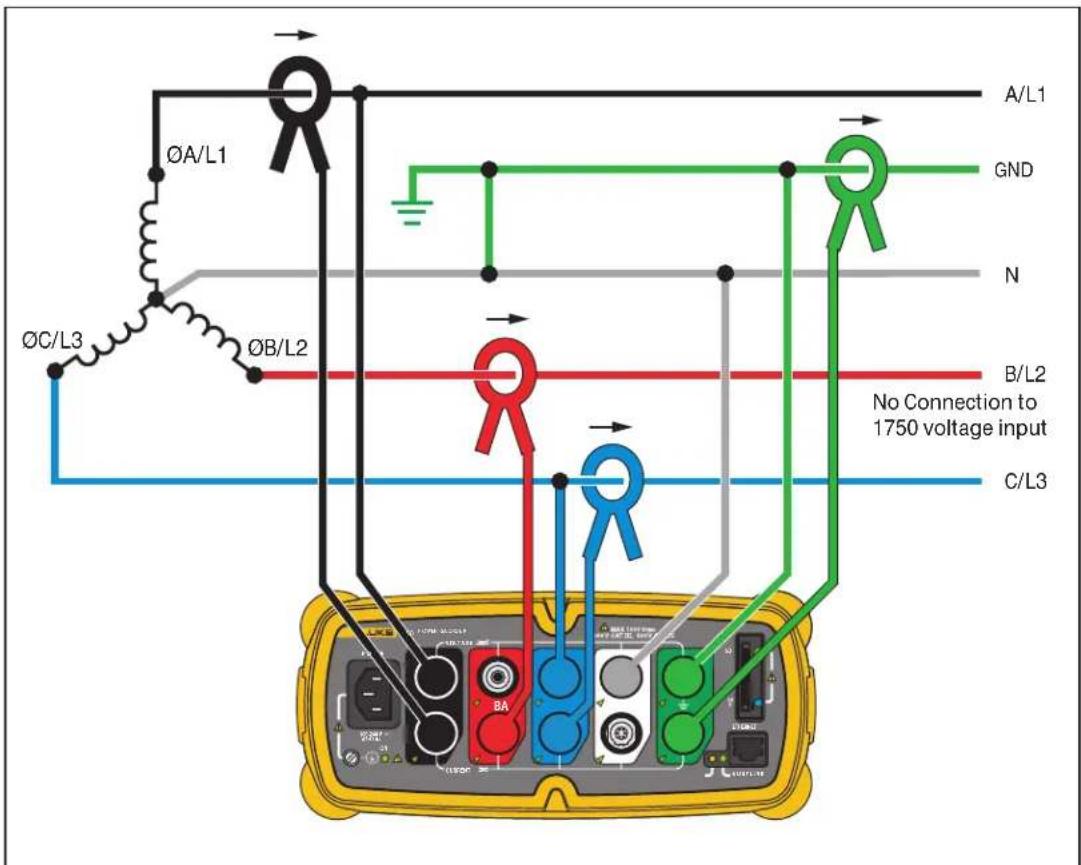 ØA/L1 ØC/L3 ØB/L2 A/L1 GND N B/L2 No Connection to 1750 voltage input C/L3