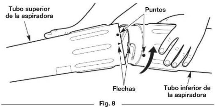 Tubo superior de la aspiradora Puntos Flechas Tubo inferior de la aspiradora Fig. 8