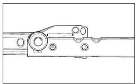 Technical line drawing of a mechanical linkage component (no text or symbols)