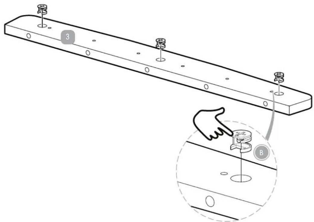 Technical diagram showing a mechanical assembly with labeled parts and a magnified view of a component being inserted into a stack.