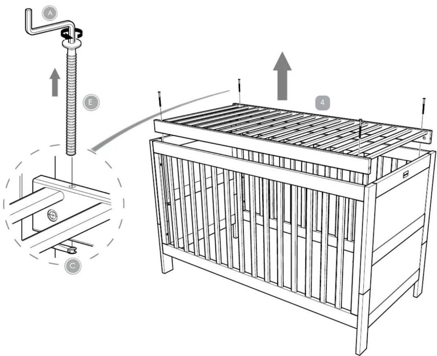 Technical diagram showing a mechanical assembly with labeled components and directional arrows indicating motion or assembly.