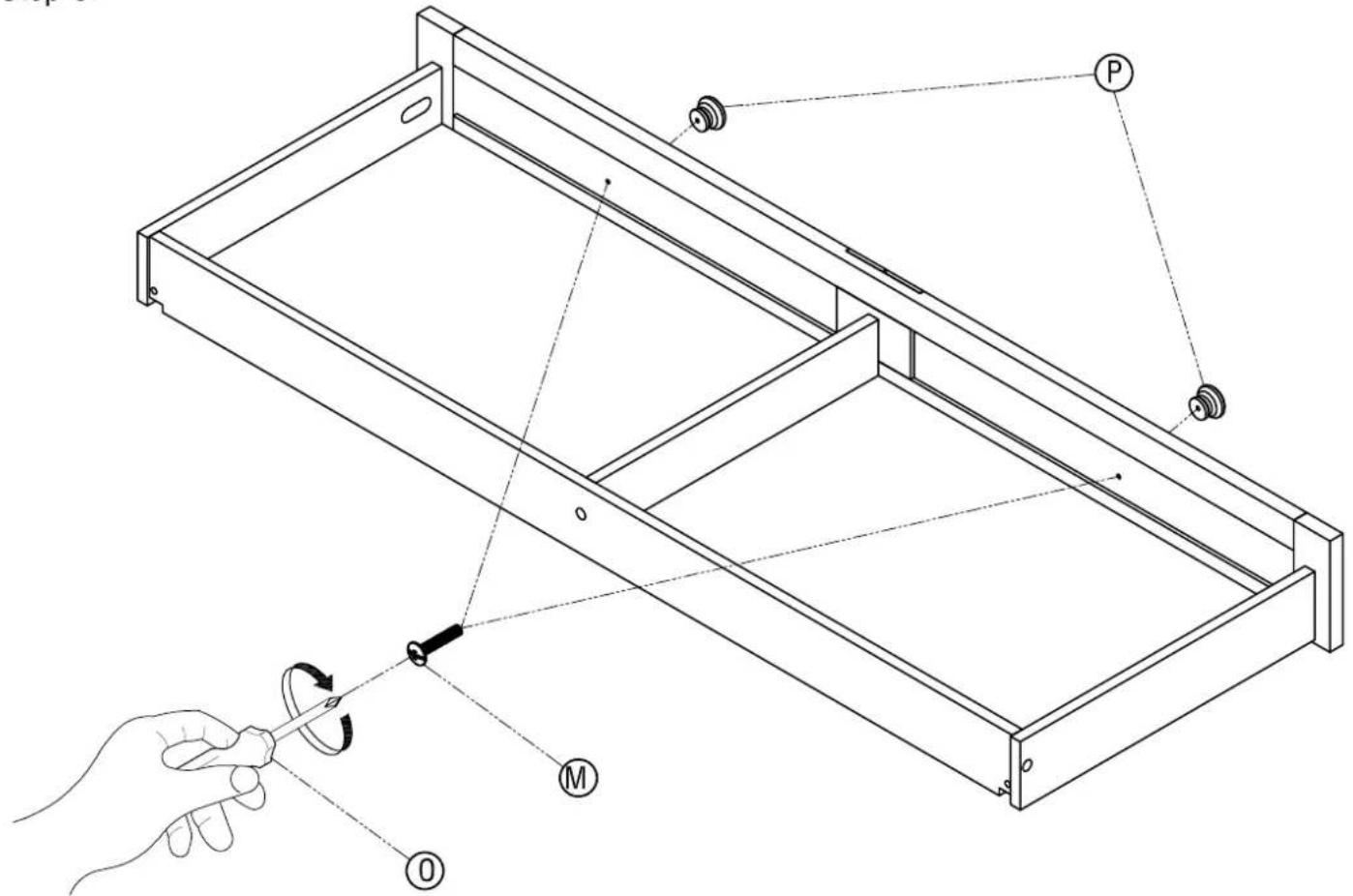 Technical diagram of a mechanical device with labeled parts and a hand holding a tool, showing motion paths and components.