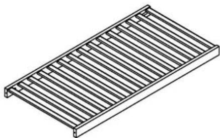 Isometric line drawing of a metal grate structure (no text or symbols)