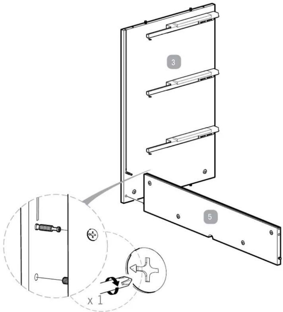 Technical diagram of a multi-panel electronic device with labeled components and a magnified view showing pin insertion and assembly.