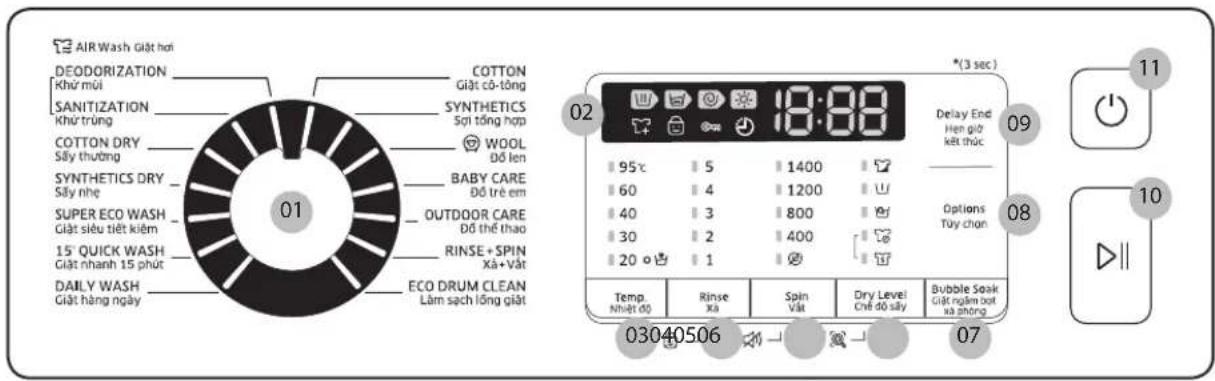 SAMSUNG WD95K5410OX - Bảng điều khiển - 1