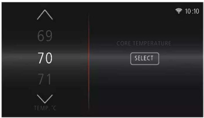 69 70 71 TEMP. °C CORE TEMPERATURE SELECT 10:10