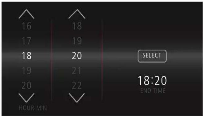 16 17 18 19 20 HOUR MIN 18 19 20 21 22 SELECT 18:20 END TIME