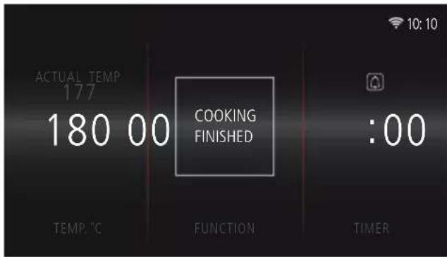 ACTUAL TEMP 177 180 00 COOKING FINISHED :00 TEMP: ℃ FUNCTION TIMER