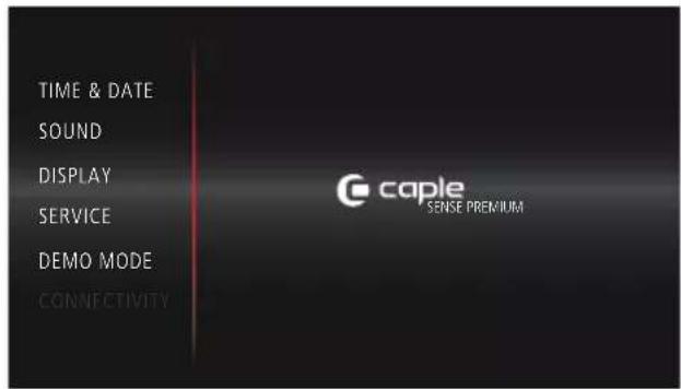 TIME & DATE SOUND DISPLAY SERVICE DEMO MODE CONNECTIVITY caple SENSE PREMIUM