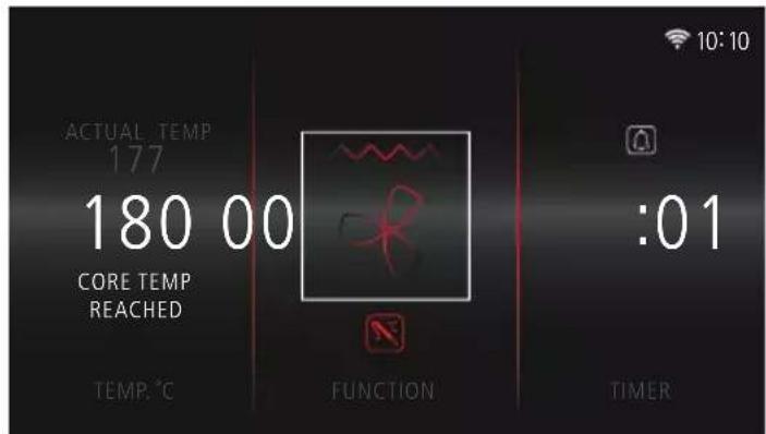 ACTUAL TEMP 177 180 00 CORE TEMP REACHED TEMP.°C FUNCTION :01 TIMER 10:10