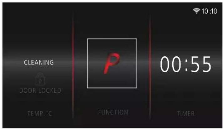 CLEANING DOOR LOCKED TEMP. ℃ FUNCTION 00:55 TIMER