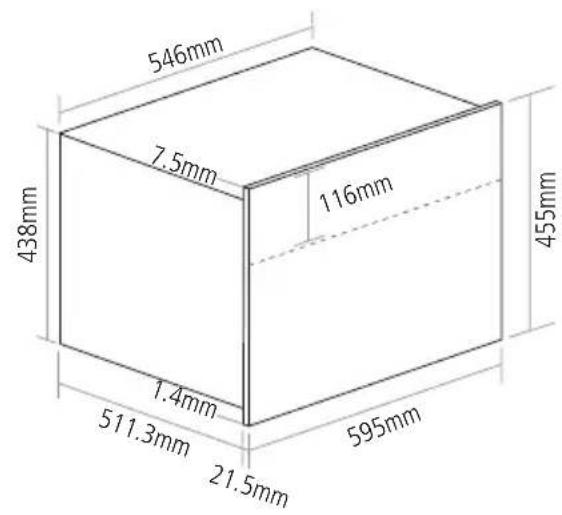 546mm 7.5mm 116mm 438mm 455mm 1.4mm 511.3mm 21.5mm 595mm