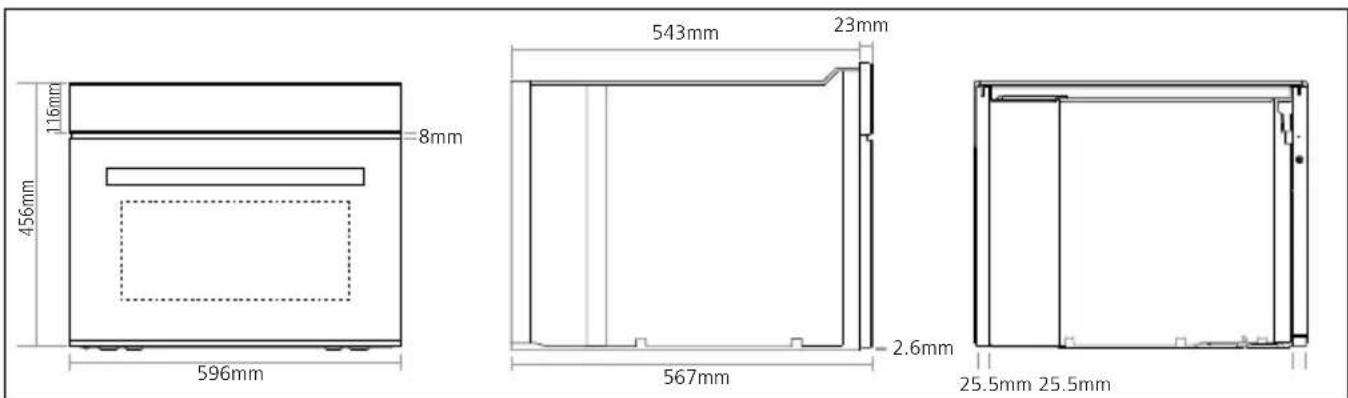 116mm 456mm 8mm 596mm 543mm 23mm 567mm 2.6mm 25.5mm 25.5mm