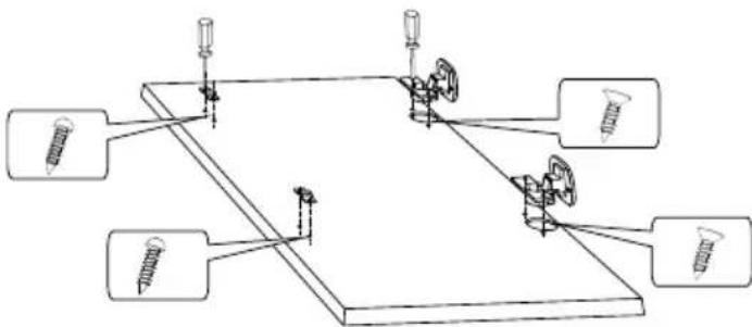 Technical diagram showing mechanical assembly with screws and clamps, likely for a welding or mounting process.