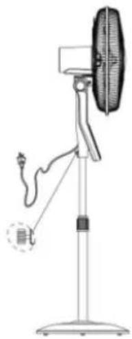 Line drawing of a desktop microphone with a fan and stand (no text or symbols)