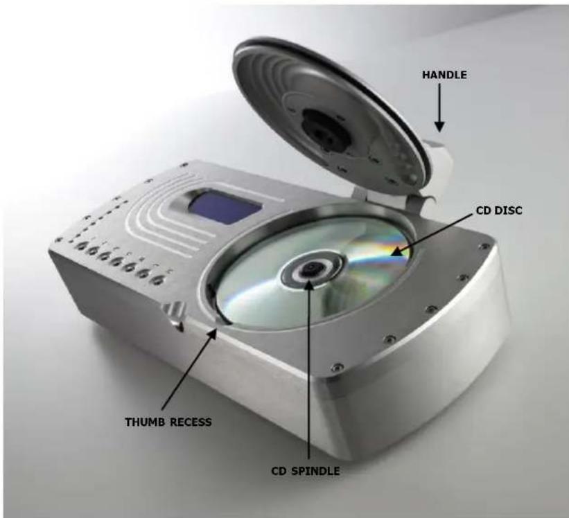 HANDLE CD DISC THUMB RECESS CD SPINDLE