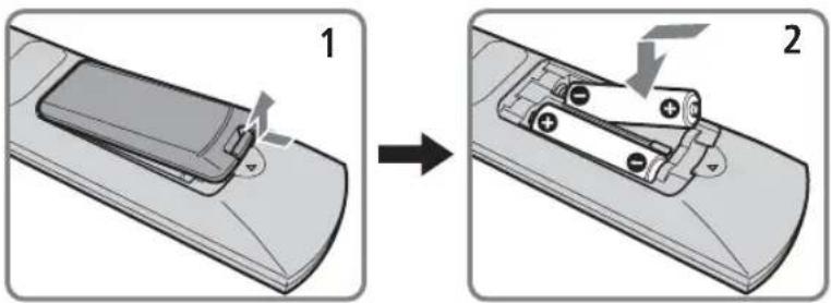 Diagram showing battery charging process on a car's side panel, with labeled steps 1 and 2