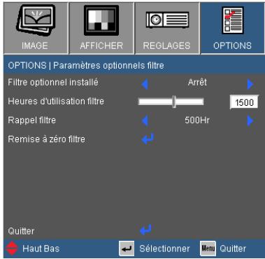 OPTOMA W303ST - OPTIONS | Paramètres optionnels filtre - 1