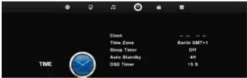 Clock Time Zone Sleep Timer Audio Batchy O3D Timer Berlin GMT+1 Off 4H 15 S