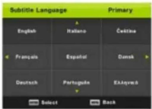 Subtitle Language English Hattano Čevětke Français Españal Dansk Deutsch Portugala Ešlánvád Select Back