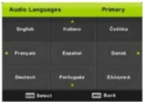 Audio Languages Primary English Italieno Četina Français Españal Dansk Deutsch Portuguese Eklusive Select Back