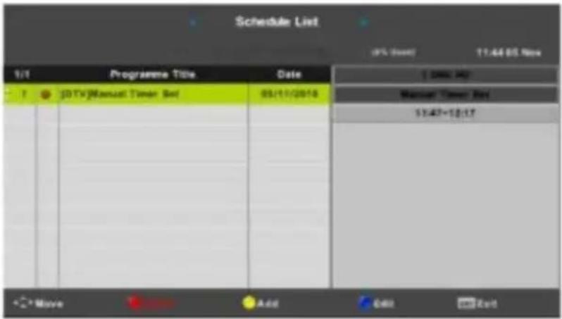 Schedule List OK (Reset) 11:44:05:00 1/1 Programme Title Date 1 (Date: 14) Manual Tener Ret 11:42-12:17 +Move Add Edit Add Red