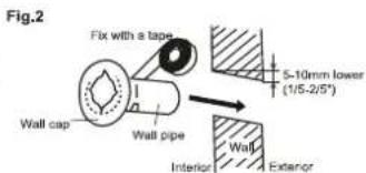 Fig.2 Fix with a tape Wall cap Wall pipe 5-10mm lower (1/5-2/5") Wall Inferior Exterior